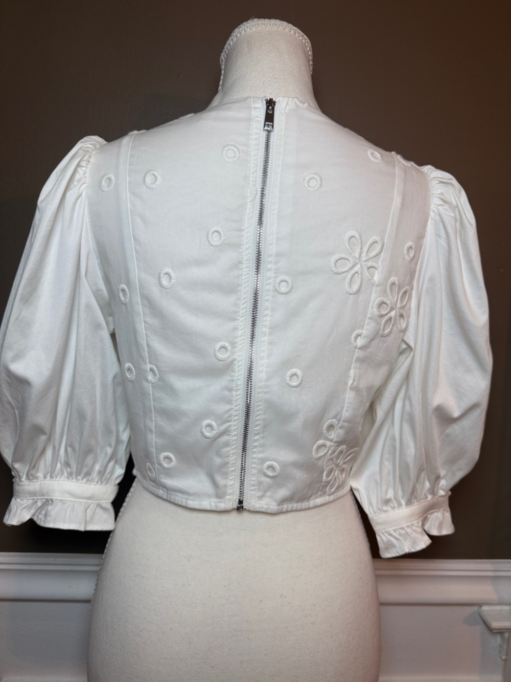 For Love & Lemons Serena Eyelet Corset Top White Cotton S - Picture 5 of 14